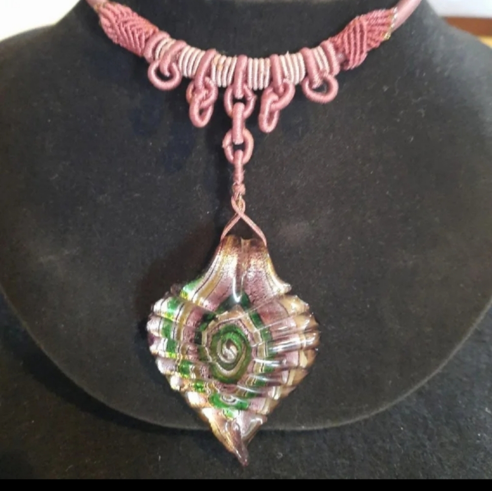 Handcrafted Leather Wrapped Glass Necklace💓💓